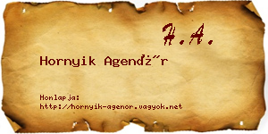 Hornyik Agenór névjegykártya